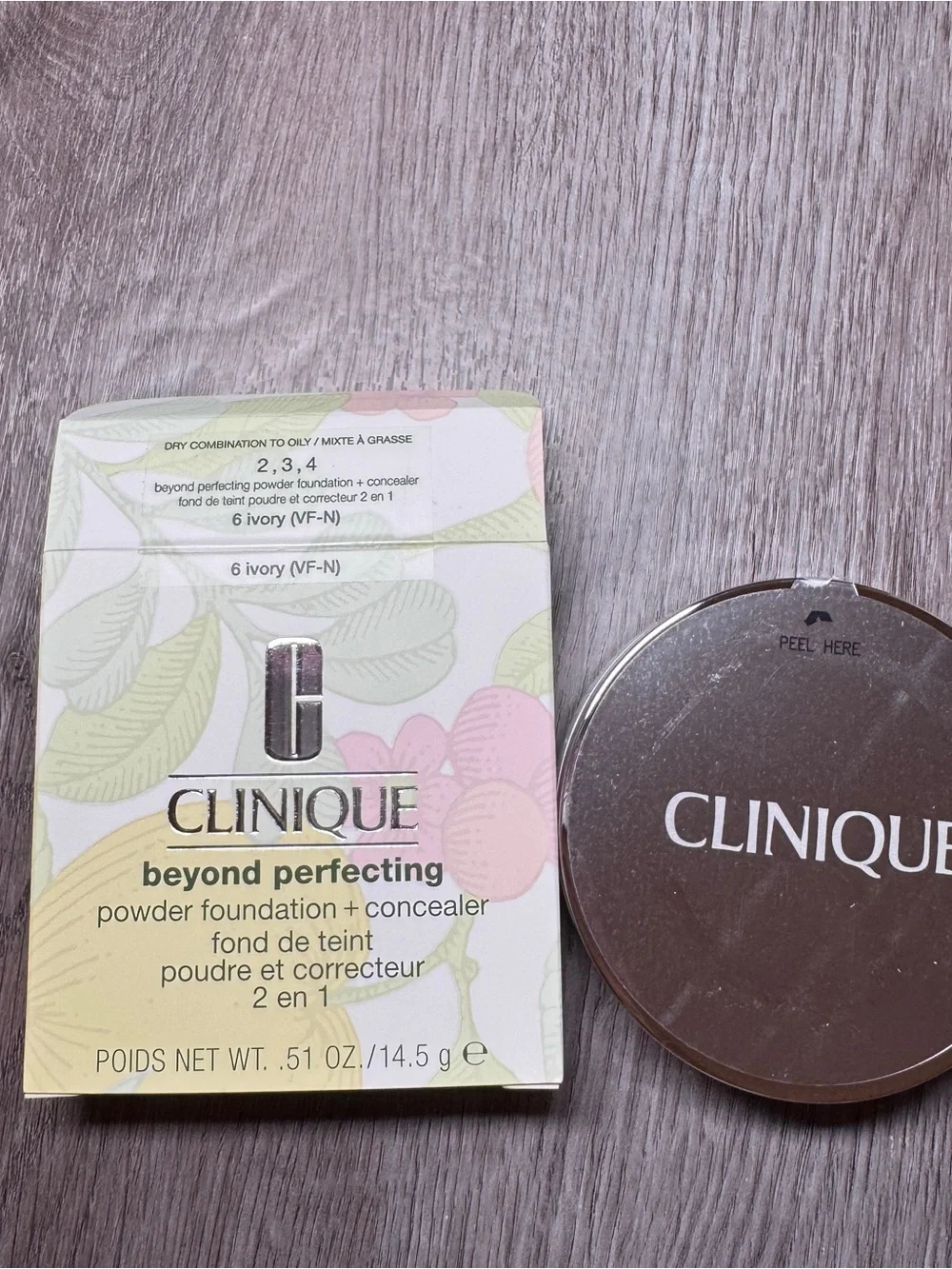 Clinique Beyond Perfecting Powder Foundation Concealer 2 In 1 Shade 6 Ivory NIB